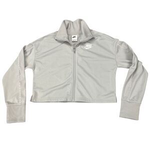 Nike Women's Cropped Track Jacket Atmosphere Grey/White SZ XL